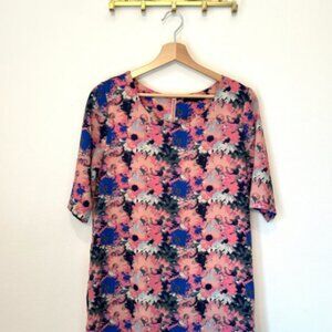 Pink floral shift dress